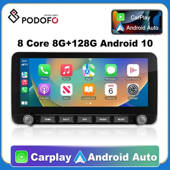 Podofo 8G 128G Автомобильный Радиоприемник GPS 2 din Android 10,0 Auto Carplay DSP Универсальный 10,25