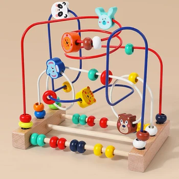Детские Развивающие математические игрушки для раннего обучения Монтессори, деревянные Круги, проволочный лабиринт, Счеты, игрушки-головоломки для детей, подарок для мальчиков и девочек