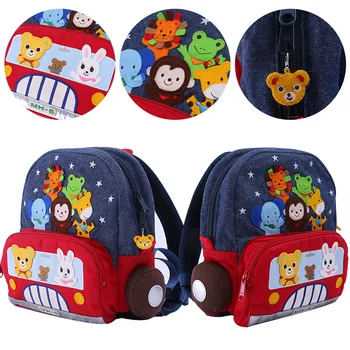 Рюкзаки для детей для школы Японского бренда Tide, Джинсовый рюкзак с вышивкой животных для мальчиков, школьная сумка для детского сада, Милая девочка